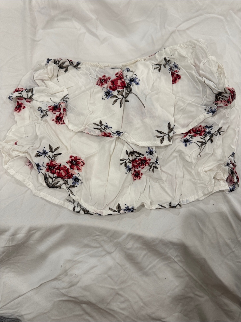 Garage White Floral Off-Shoulder Ruffle Chemise